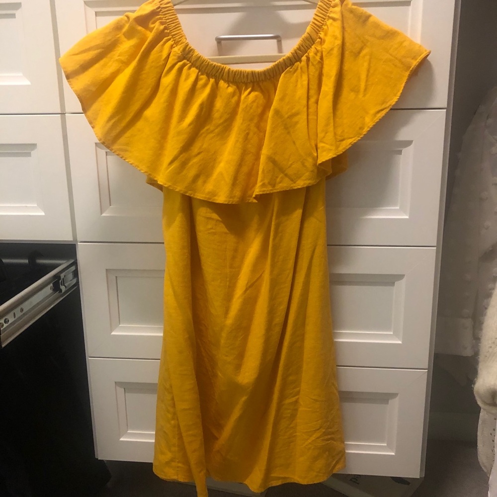 Yellow off the shoulder dress